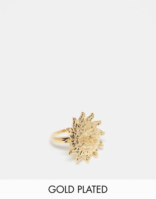  Orelia gold plated statement sun ring in pale gold