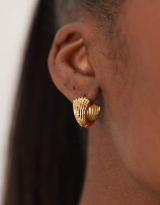 Orelia Orelia gold plated textured fan hoops in pale gold