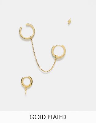 Orelia Orelia gold plated turquoise ear party with chain link cuff