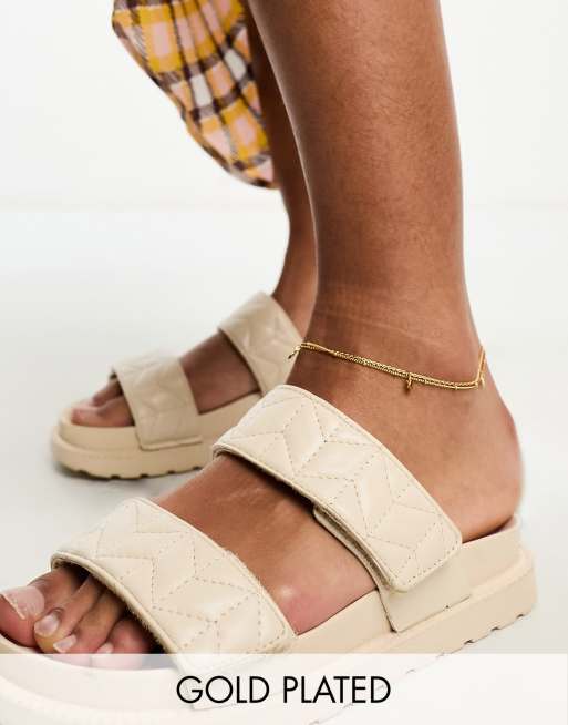 Orelia gold plated turquoise star multirow anklet 