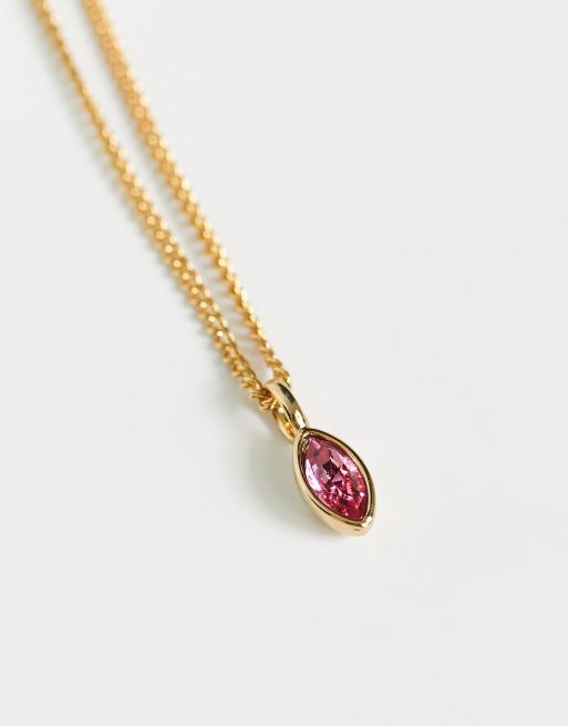  Orelia - Guldbelagt halskæde med rebkæde og navette-formet Swarovski-krystal, 2 af 4