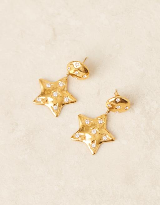 Orelia – Guldpläterade örhängen med smälta, iögonfallande stjärnor med strass, 2 av 4
