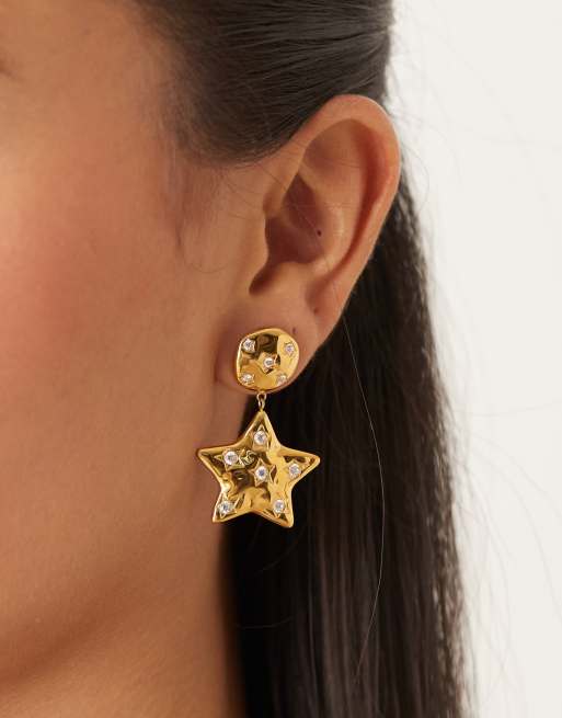 Orelia – Guldpläterade örhängen med smälta, iögonfallande stjärnor med strass, 3 av 4