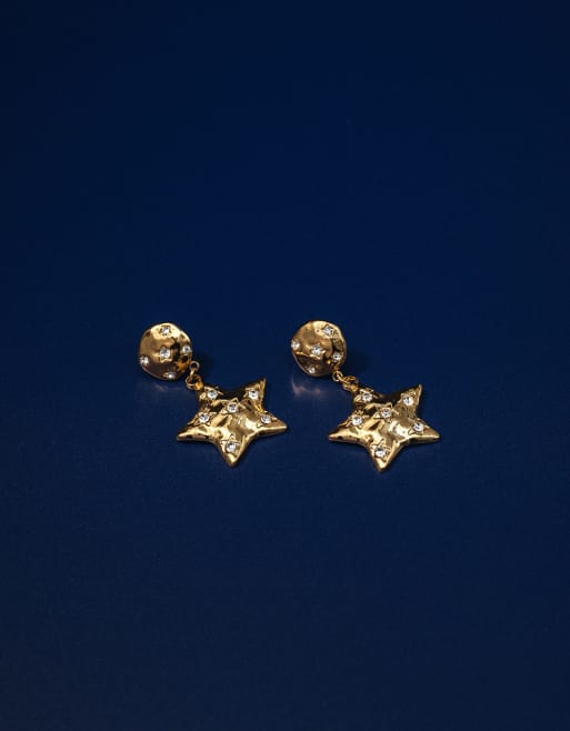 Orelia – Guldpläterade örhängen med smälta, iögonfallande stjärnor med strass, 4 av 4