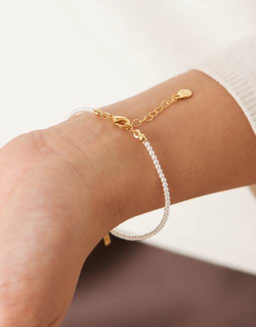 Orelia – Guldpläterat armband med små pärlor, stjärna och sten, 2 av 3