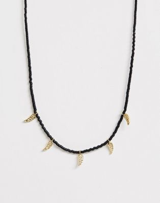 Orelia – Guldpläterat choker-halsband med små pärlor-Svart