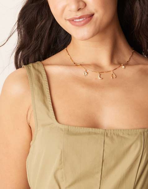 Orelia – Guldpläterat halsband med blandade lyckoberlocker - view 1