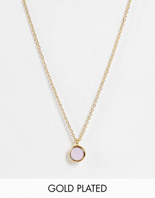 Orelia – Guldpläterat halsband med hänge med halvädelstenen rosa opal
