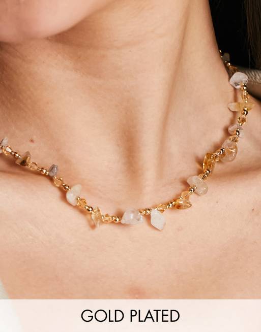Orelia – Guldpläterat, pärlat halsband