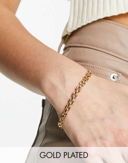 Orelia – Guldpläterat, smalt kedjearmband i vintagestil