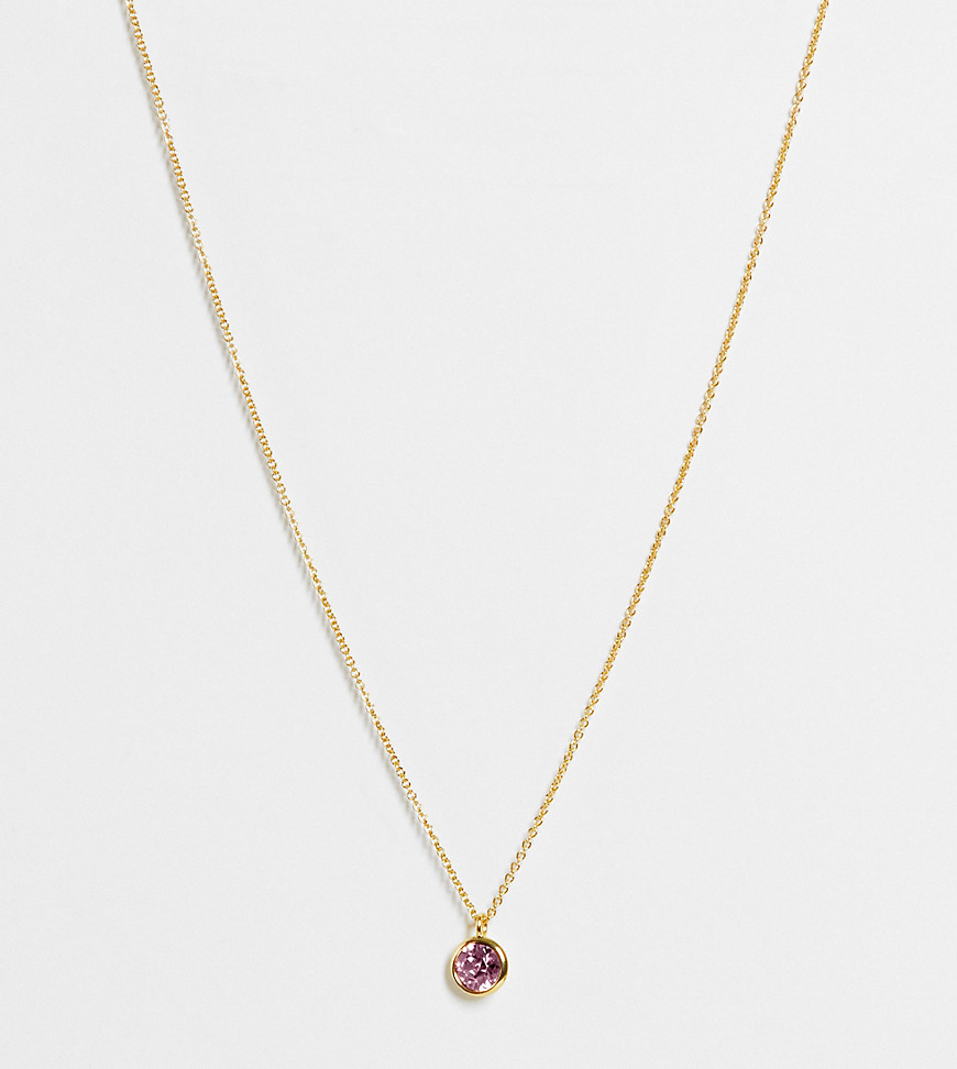 Orelia - Halskæde med lyserød smykkesten og guldbelægning - Kun hos ASOS