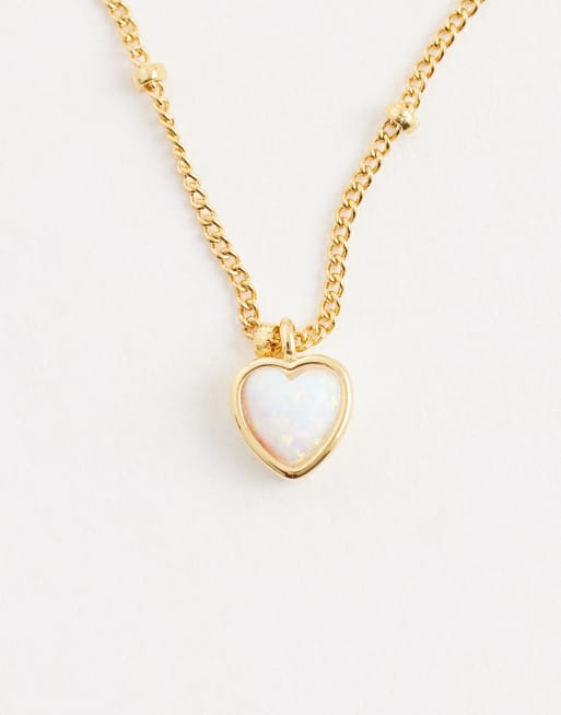 Orelia heart charm necklace in 18k gold plated, 3 of 4
