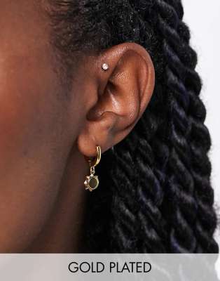 Orelia Orelia huggie hoops earrings with sun charms in gold plate