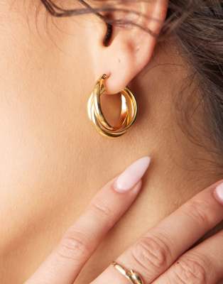 Orelia Orelia interlocking hoop earrings in 18k gold plated