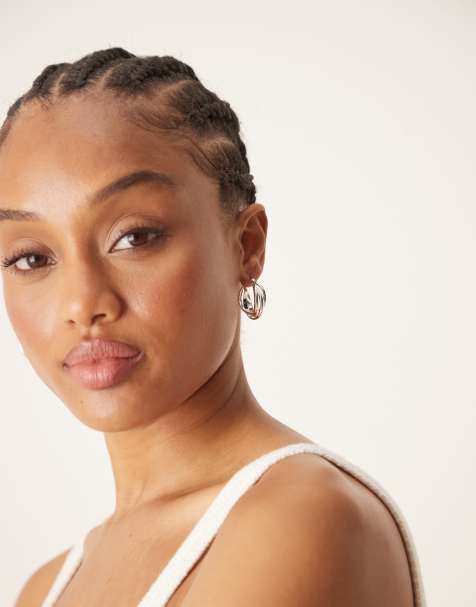 Orelia interlocking hoop earrings in sterling silver plated - view 1