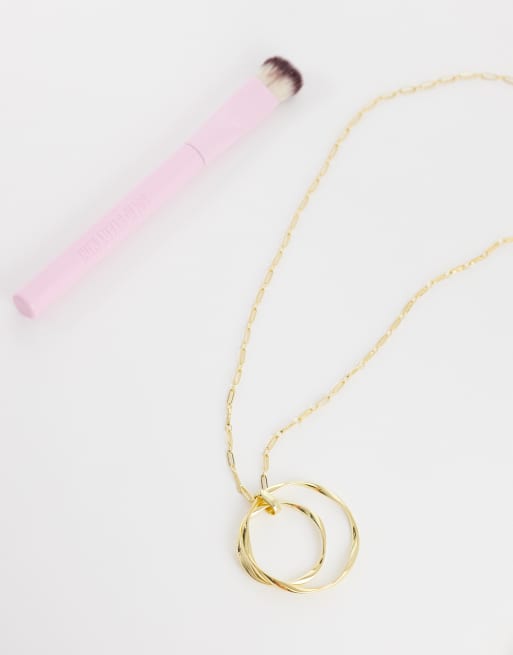 Orelia interlocking open ribbon long statement necklace in 18k gold plated, 3 of 4