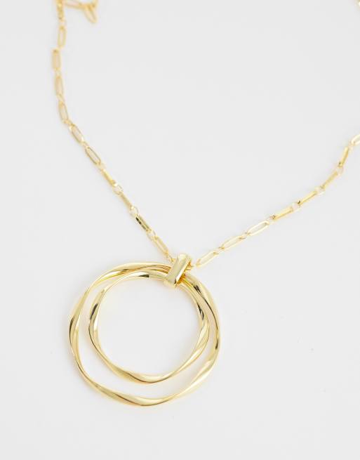 Orelia interlocking open ribbon long statement necklace in 18k gold plated, 4 of 4