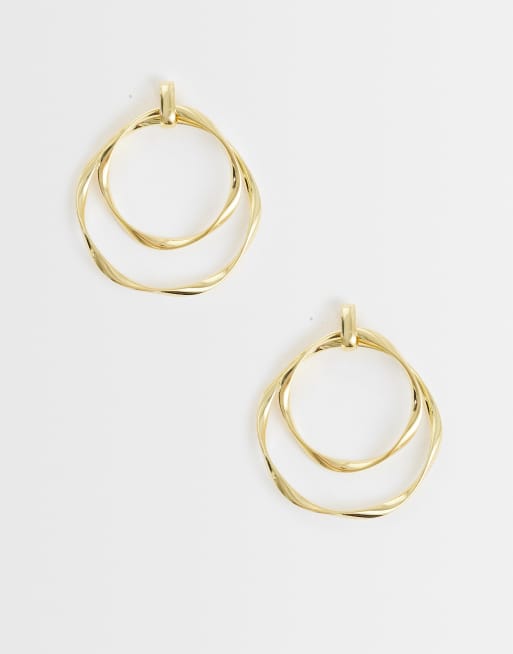 Orelia interlocking ribbon statement earrings in 18k gold plated, 2 of 4