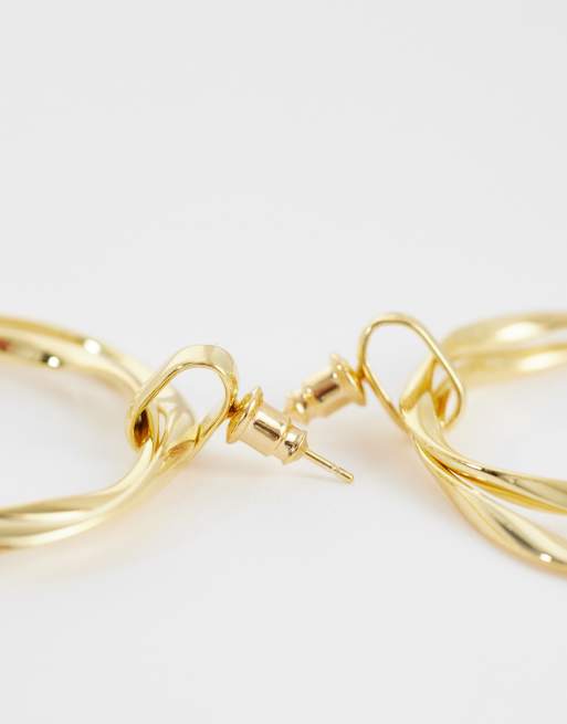 Orelia interlocking ribbon statement earrings in 18k gold plated, 4 of 4