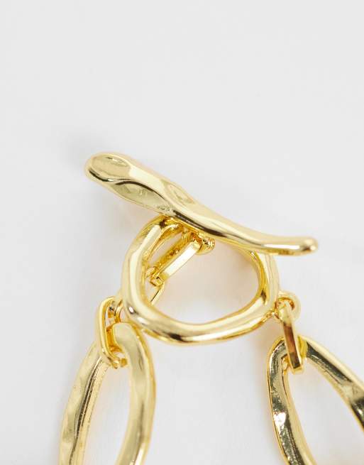 Orelia irregular link chain T-bar bracelet in 18k gold plated, 3 of 3