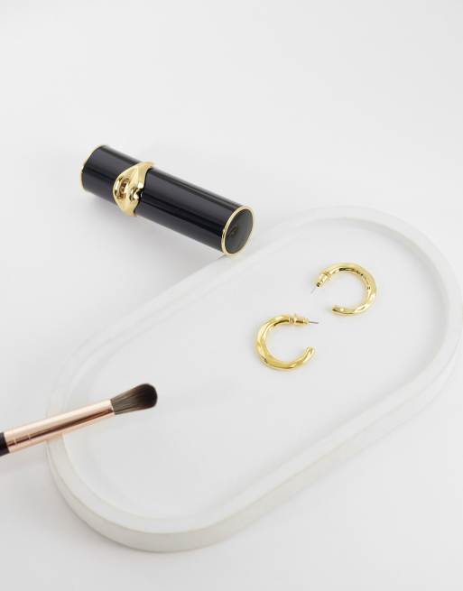 Orelia irregular mid size open hoops in 18k gold plated, 2 of 4