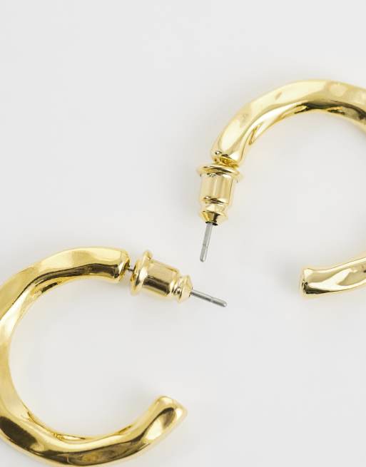 Orelia irregular mid size open hoops in 18k gold plated, 4 of 4
