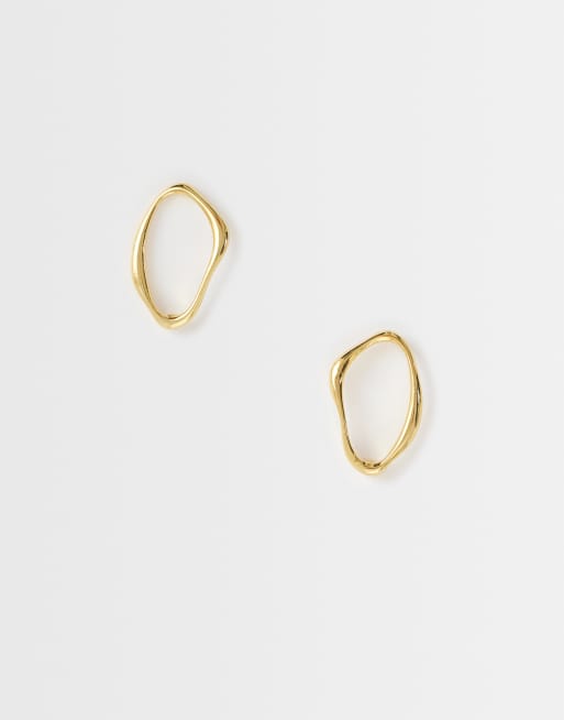 Orelia irregular open oval stud earrings in 18ct gold plated, 2 of 4