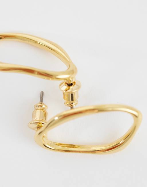Orelia irregular open oval stud earrings in 18ct gold plated, 4 of 4