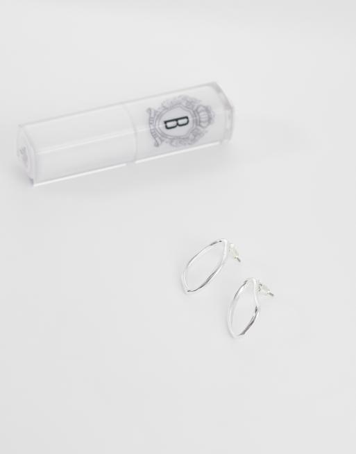 Orelia irregular open oval stud earrings in silver plated, 2 of 4