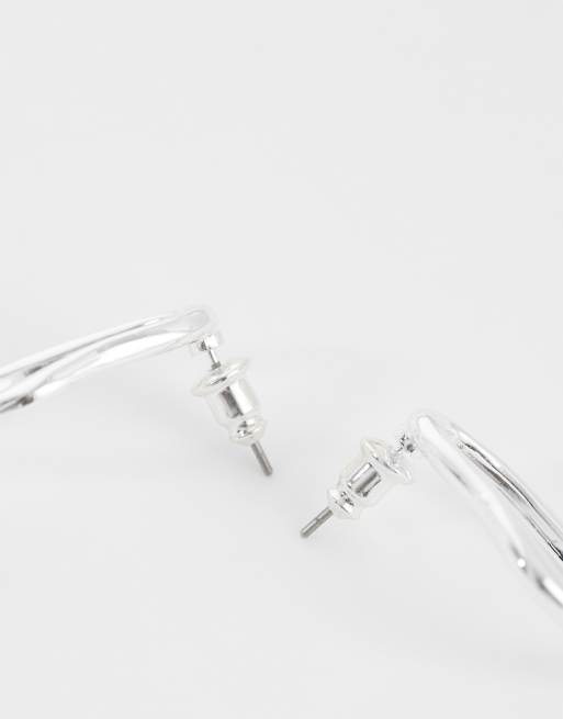 Orelia irregular open oval stud earrings in silver plated, 4 of 4