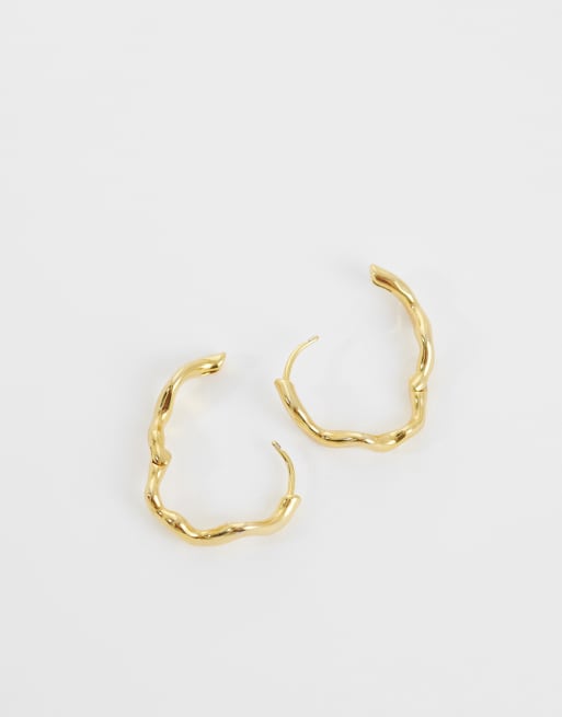 Orelia irregular wave oval hoops in 18ct gold plated, 4 of 4