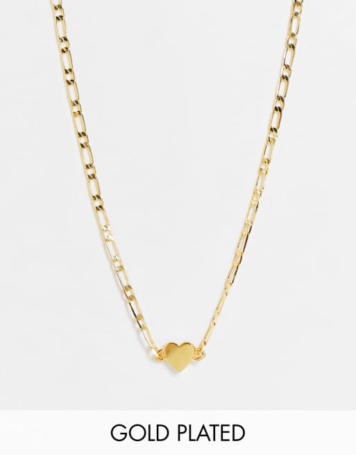 Orelia - Ketting met figaroschakels en hartje verguld met goud