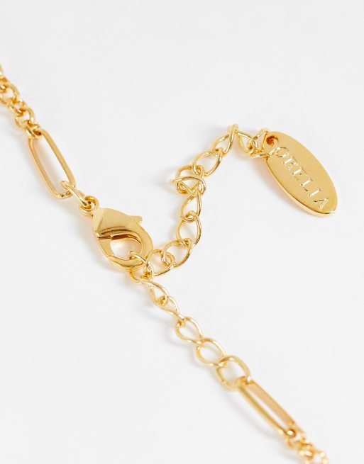 Orelia - Ketting met figaroschakels en T-staafje verguld met goud, 4 van 4