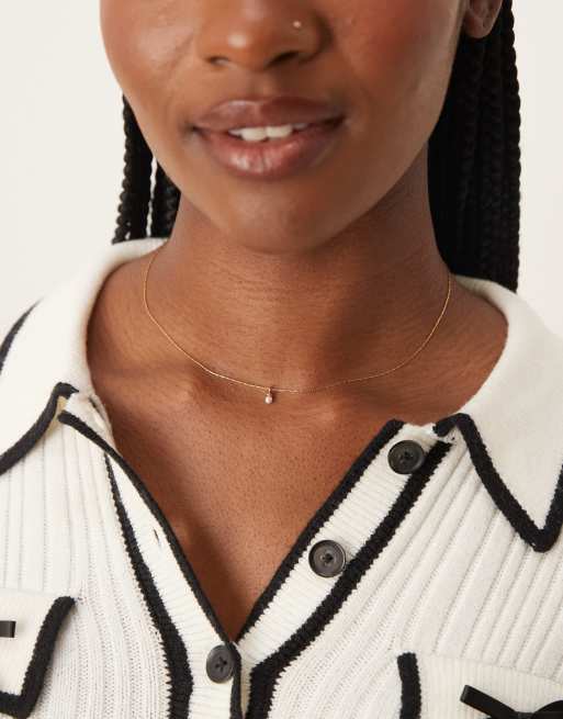 Orelia - Ketting verguld met 18k goud met kleine parelhanger