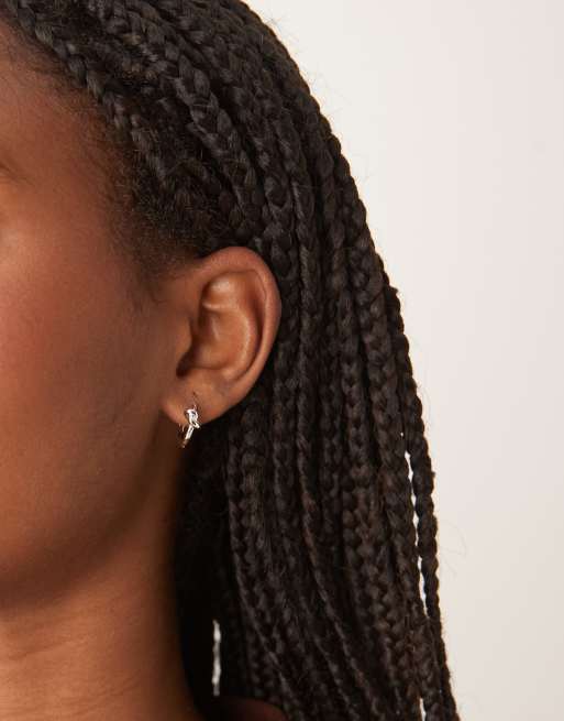 Orelia knot detail huggie hoop earrings in sterling silver plated, 3 of 3