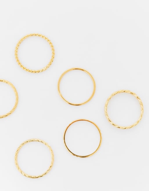 Orelia - Lot de 6 bagues variées en plaqué or 18 carats - Doré , 4 de 4