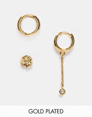 PRETOLE Boucles D'oreilles à Tige En Argent Sterling 925 Plaqué Or