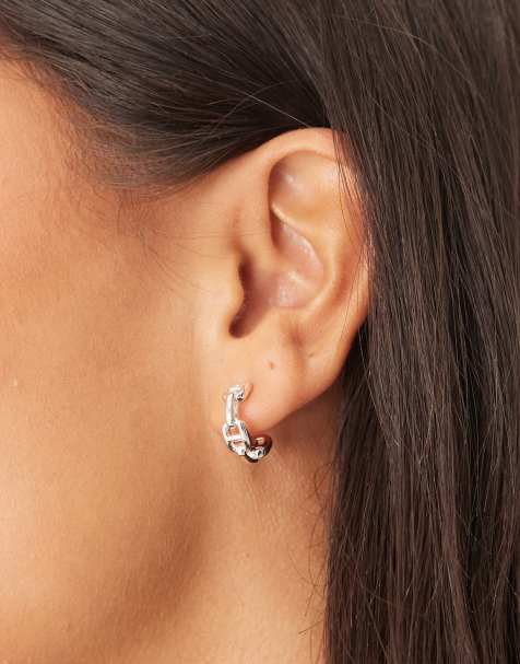 Orelia - Mariner - Orecchini a cerchio stile catenina placcati argento sterling - view 1