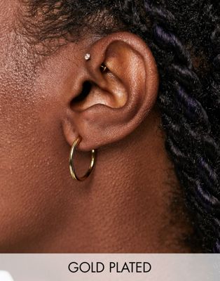 Orelia medium hoop earring in gold plate
