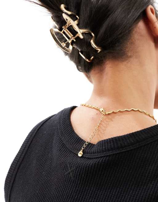 Orelia - Met 18k goud vergulde ketting met getextureerde golven, 3 van 4