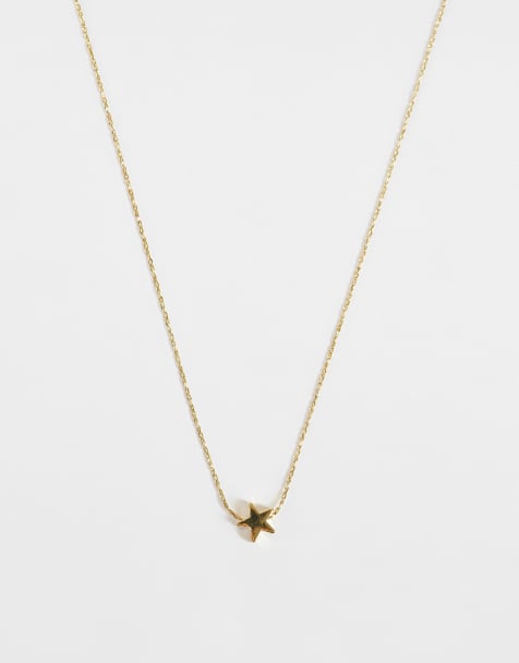 Orelia micro star thread thru collar necklace in 18k gold plated - view 1
