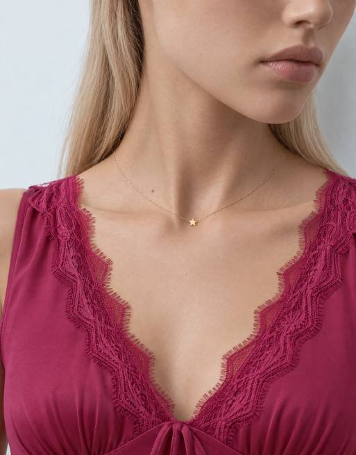 Orelia micro star thread thru collar necklace in 18k gold plated, 2 of 5