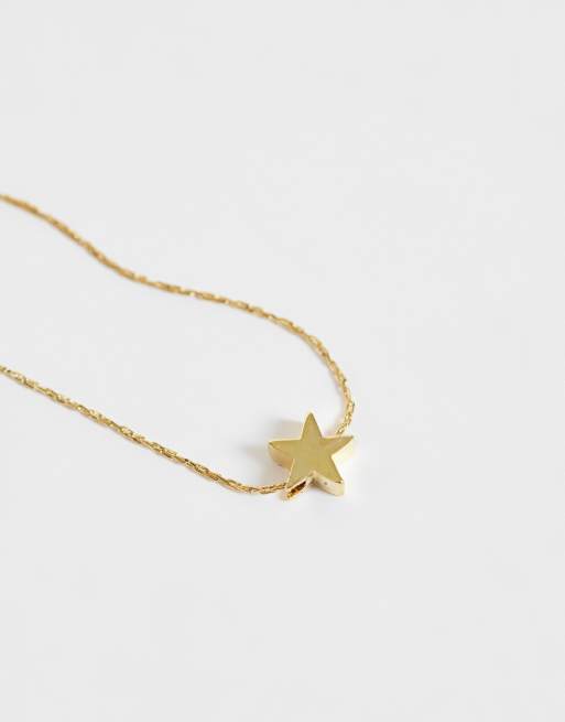 Orelia micro star thread thru collar necklace in 18k gold plated, 3 of 5