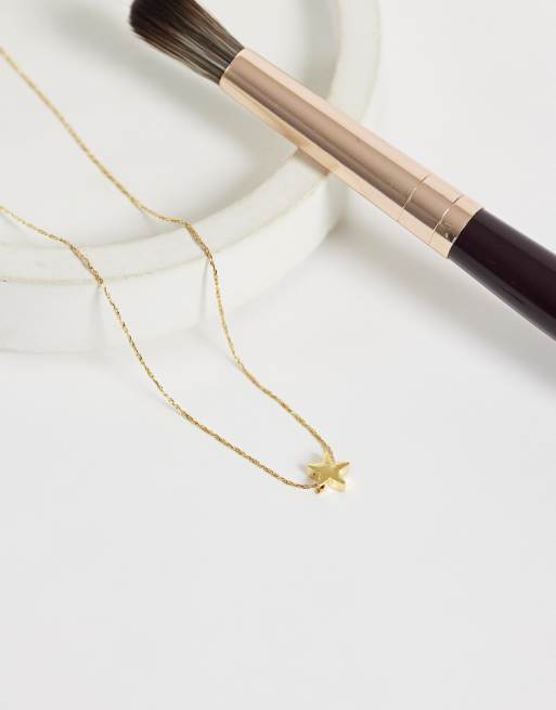 Orelia micro star thread thru collar necklace in 18k gold plated, 5 of 5