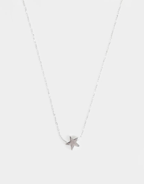 Orelia micro star thread thru collar necklace in silver - view 1