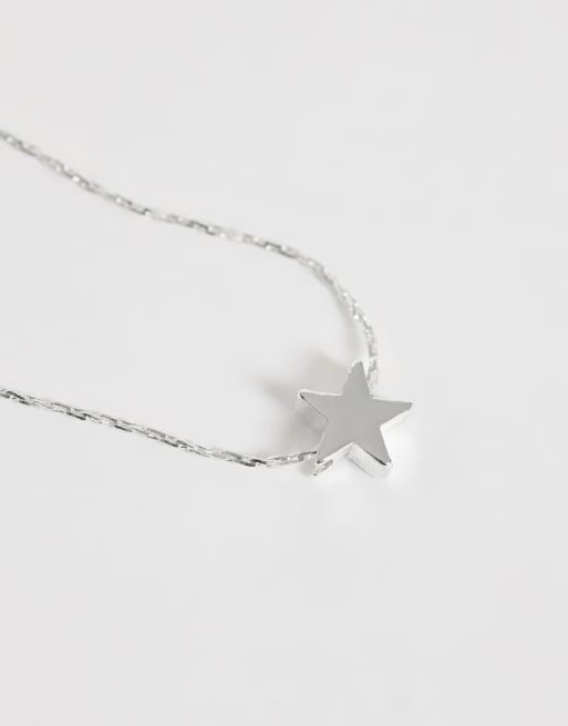 Orelia micro star thread thru collar necklace in silver, 3 of 4