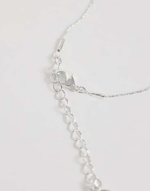 Orelia micro star thread thru collar necklace in silver, 4 of 4