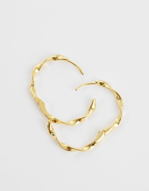 Orelia mid size ribbon hoops in 18ct gold plated, 4 of 4