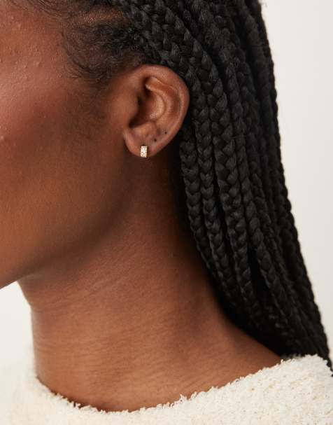 Orelia - Mini boucles d'oreilles incurvées en plaqué or 18 carats avec cristaux - view 1