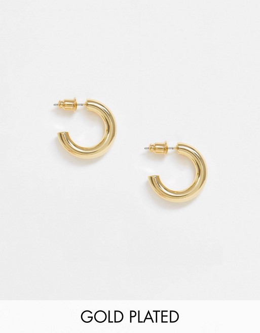 Orelia mini chunky hoop earrings in gold plated